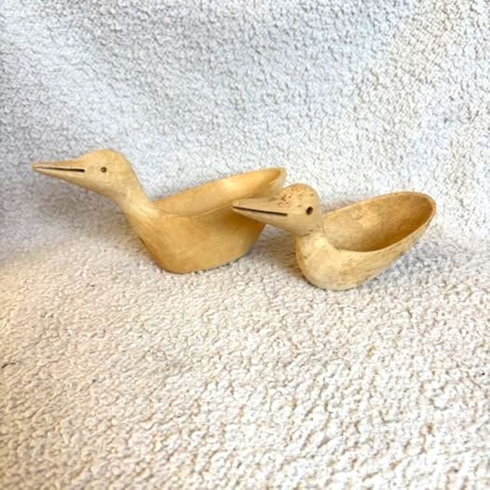 Set of 2 wooden duck bowls